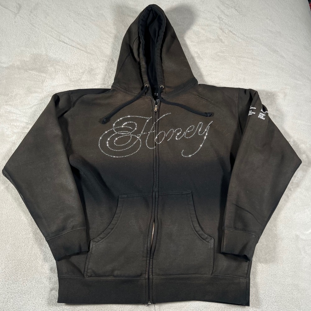 Troye Sivan Honey Zip Up Hoodie Unisex Large Faded Black Rhinestone Merch Grunge